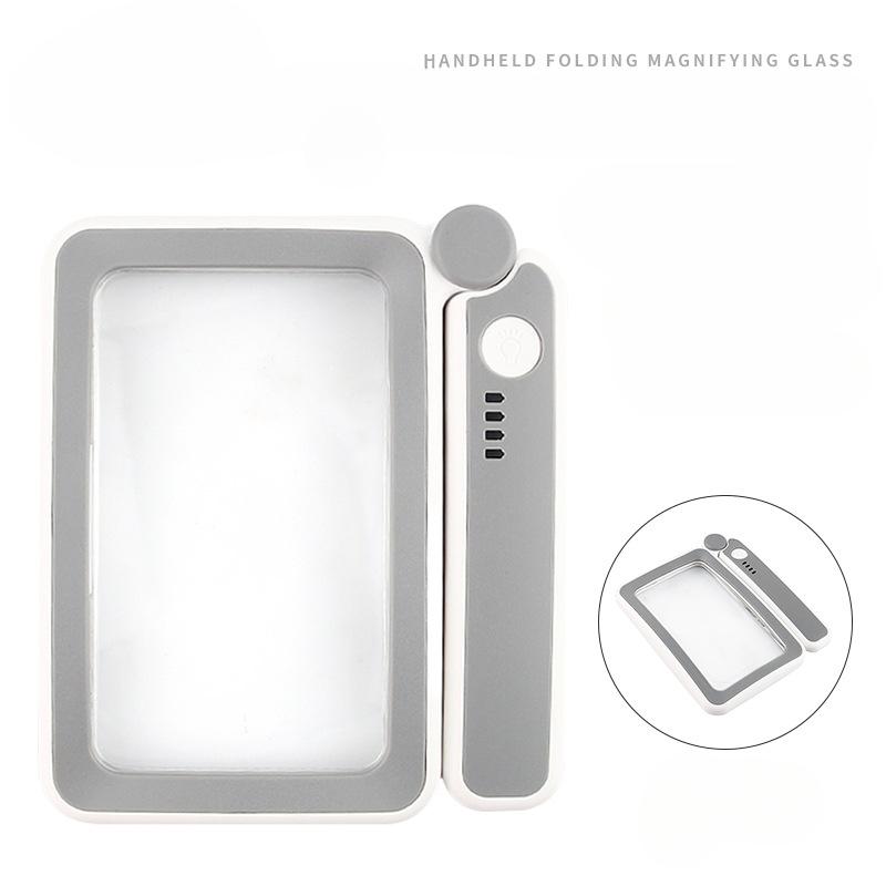 1Pc New Folding Square Hand-held Magnifying Glass USB Charging 10LED Third-gear Light with Power Display Touch Switch