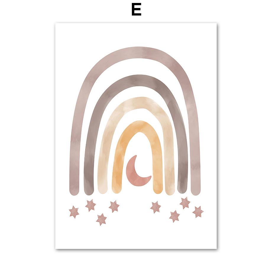 Boho Elefant Kaninchen Katze Regenbogen Mond Wolken Sonne Kinderzimmer Poster Nordic Wand Kunstdruck Leinwand Malerei Bilder Baby Room Decor