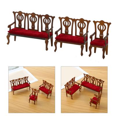 1/12 Dollhouse Miniature Sofa Chair with Cushion Furniture Model Figure For Living Room And Bedroom Scene Decoration