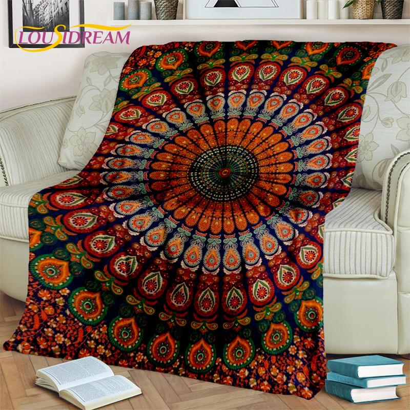 3D Mandala Bohemia Geometric Flower Blanket,Soft Throw Blanket for Home Bedroom Bed Sofa Picnic Office Hiking Leisure Nap Cover