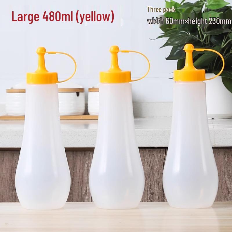 Set aus 3 transparenten Quetschflaschen mit spitzer Öffnung für Ketchup, Honig, Sahne, Salatdressing und Austernsauce.