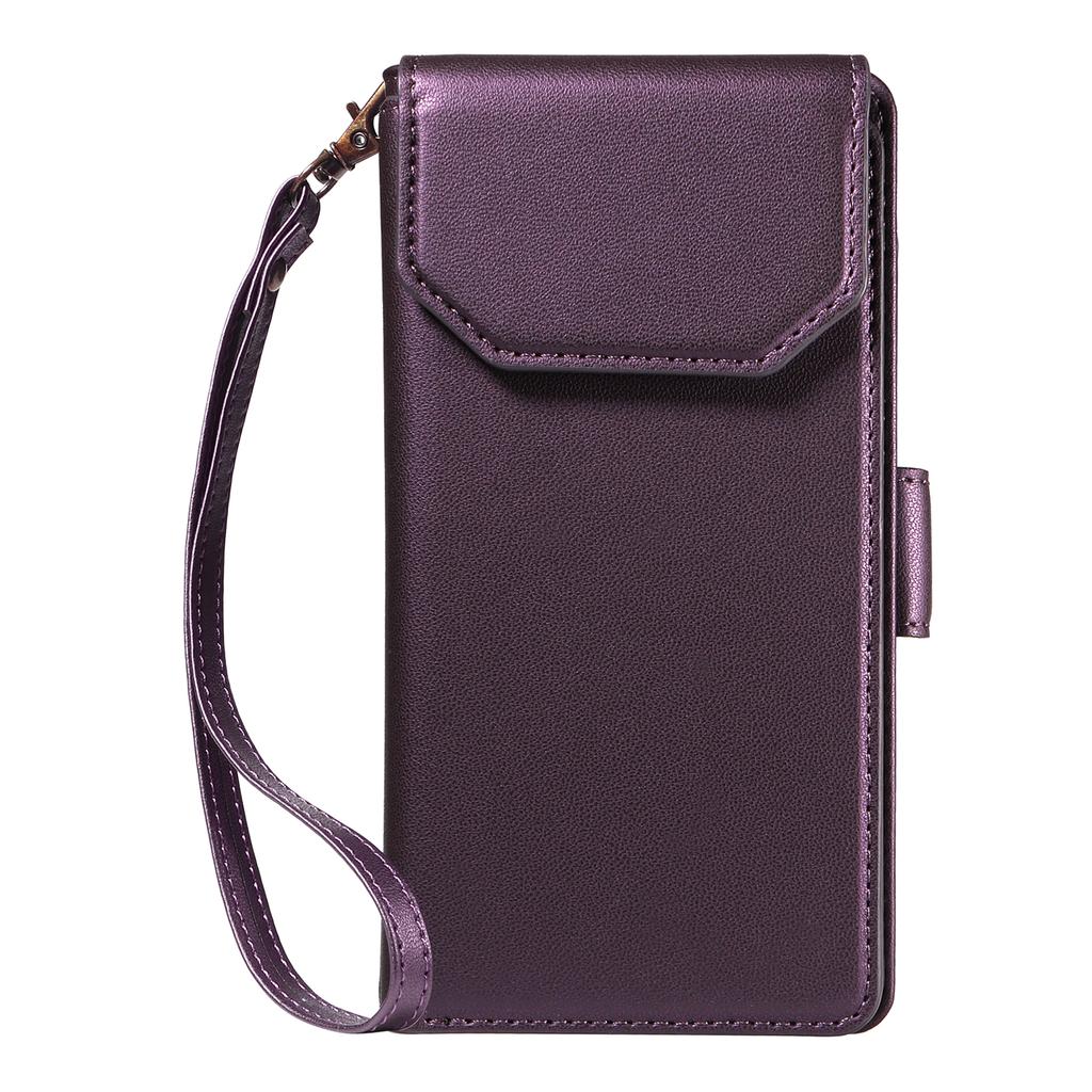 For Samsung Galaxy S25 Ultra Case with Multi-Card Holder and Strap PU Leather Phone Cover Stand