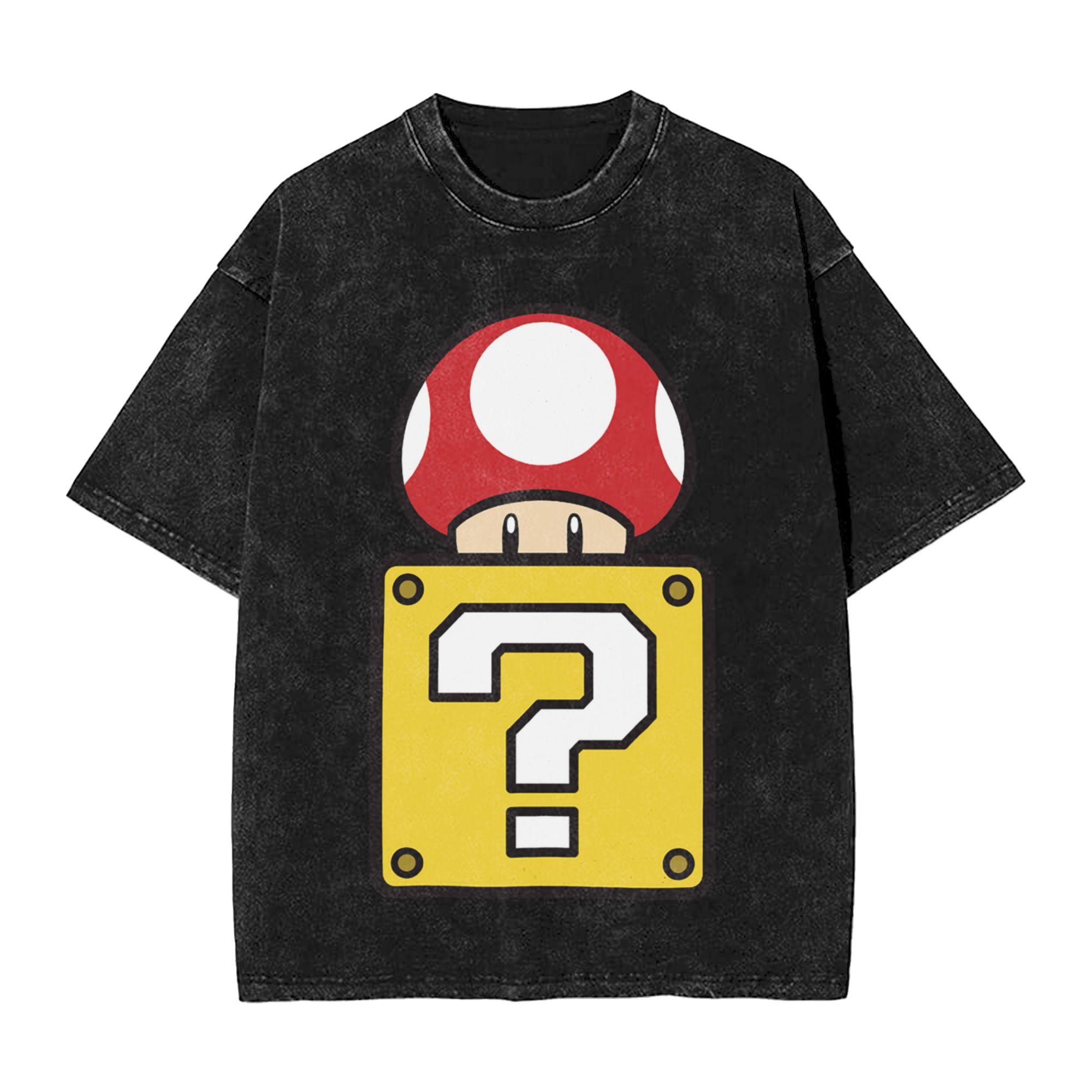 

Super Marios T Shirt Hip Hop Washed Short Sleeve Oversize TShirts Anime Novelty Unisex Women Tops Streetwear Graphic Tee Shirt S
