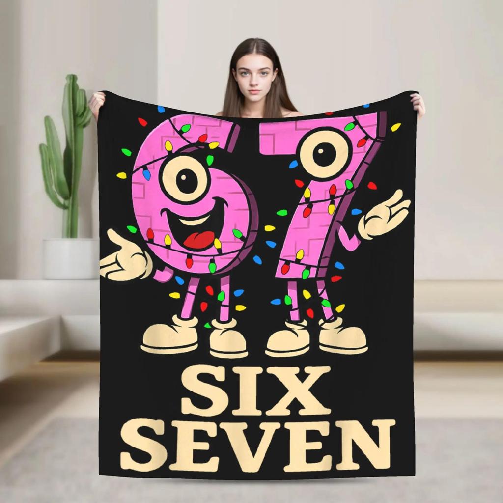 Retro Six Seven Italian Brainrot Humor Meme Super Soft Plush Blanket for Kids Bedding Throws Home Decor Flannel Bedspread