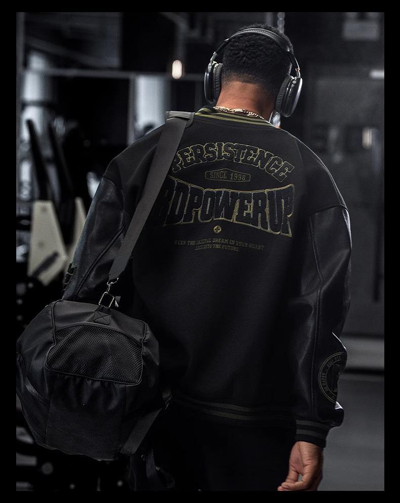 Men's Retro American Letter Embroidery Baseball Jacket - Casual Loose Fit for Spring and Autumn