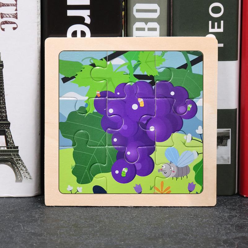 3-7 Year Olds' 9-Piece Wooden Animal Jigsaw Puzzle - Educational Cartoon Toy