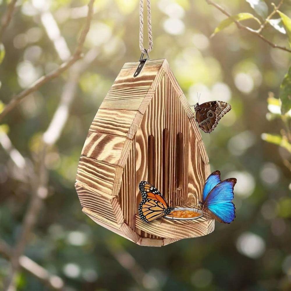 Teardrop Shaped Hanging Butterfly Feeder Rustic Insect Feeder House  Outdoor Garden Use
