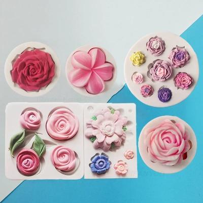 Molde de Silicone para Bolo Fondant de Flor de Dia dos Namorados Rosa Peônia Cupcake Gelatina Doce Chocolate Decoração de Confeitaria Ferramentas para Fazer Velas