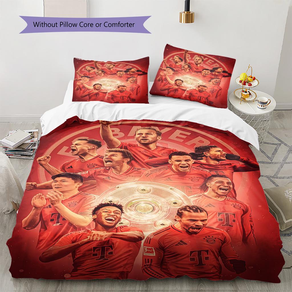 FCB Pattern Bedding Quilt Set Quilt Cover Pillowcase Home Decoration Birthday Gift (1 * duvet cover + 2 * pillowcase, without core)