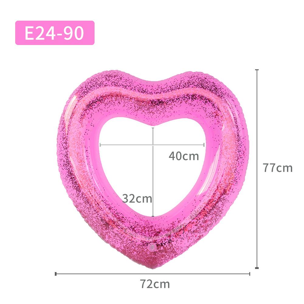 Pink Glitter Heart Swim Tube - Aesthetic Pool Floaty for Summer