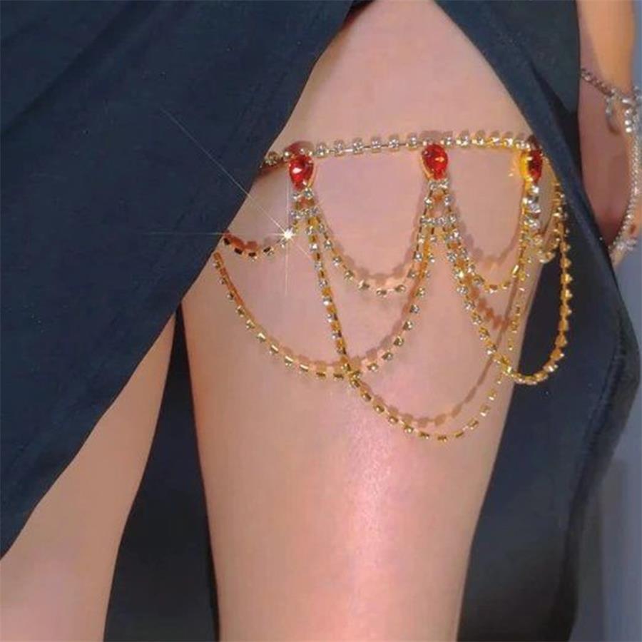 European & American Summer Multi-layer Rhinestone Thigh & Body Chain
