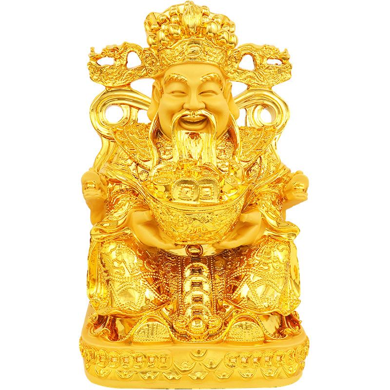 Feng Shui Gold God of Wealth Lucky Resin Statue Home Decor Entrance Living Room Crafts