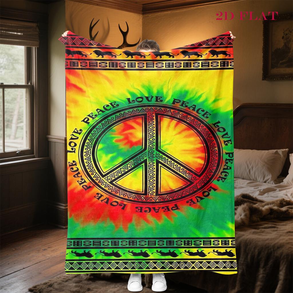 Vibrant Peace Love Harmony Blanket Soft and Comfortable Home Decor Outdoor Plush Blanket Christmas Gifts Air Conditioning Blanket