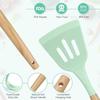 Cooking Utensils Kitchen Utensil Set, 12 PCS Wooden Handle Nontoxic BPA Free Silicone Spoon Spatula Turner Tongs Kitchen Gadgets Utensil Set