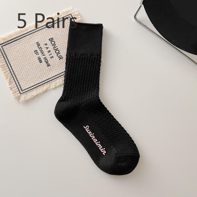 5 Pairs of Female Autumn and Winter Fashion New Cotton Tube Pile Socks