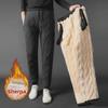 Men's Winter Fleece-Lined Waterproof Windproof Pants - Thick, Warm, and Comfortable for Middle-Aged Dads