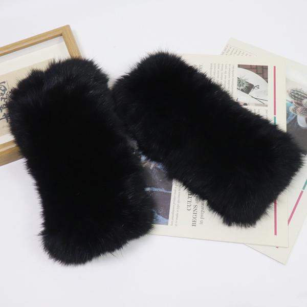 New winter women real rabbit fur gloves Length 25cm natural rabbit fur mittens Knitted warm female winter outdoor glove