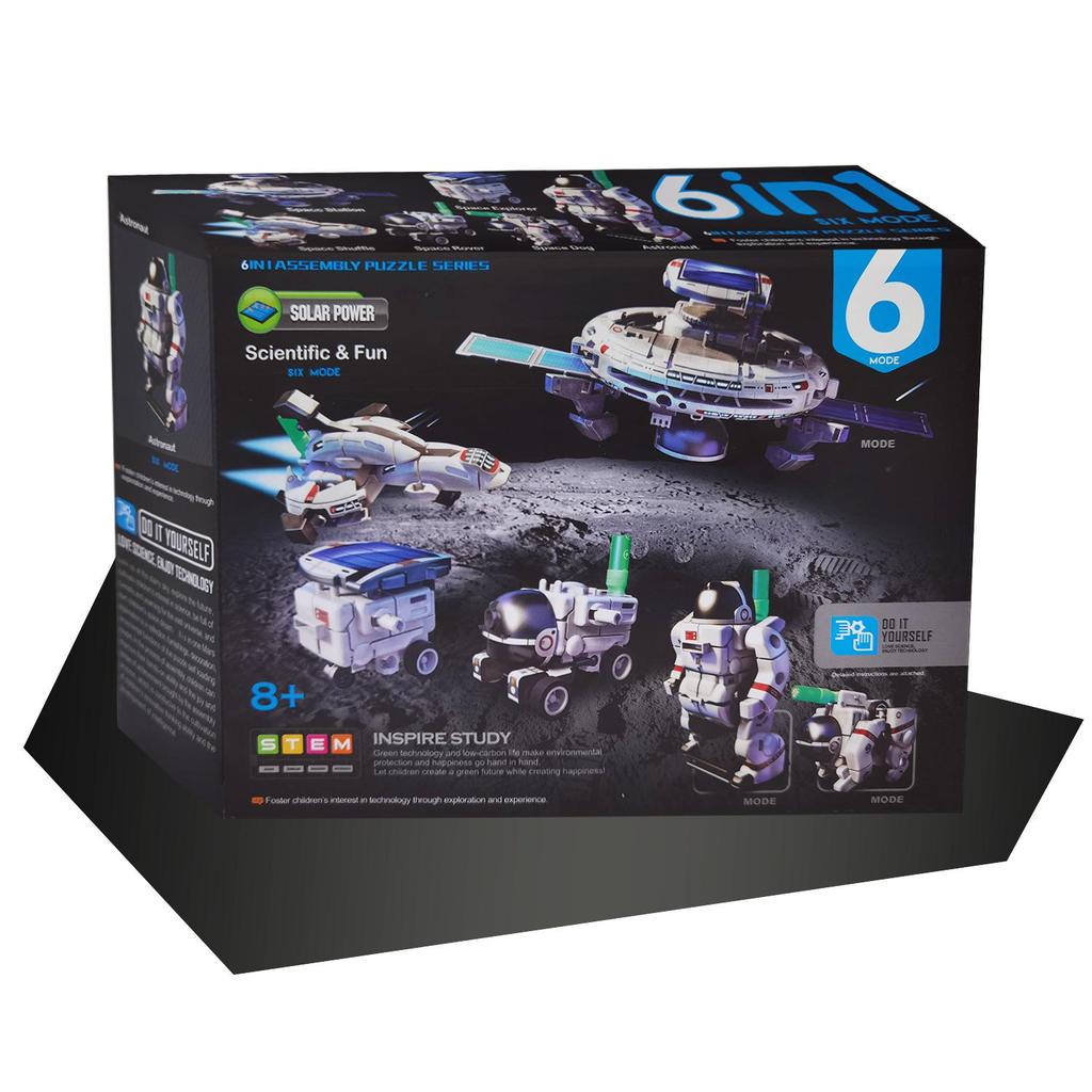 6-in-1 DIY Solar-Powered Space Building Blocks: Self-Assembled Car & Intelligent Robot Toy