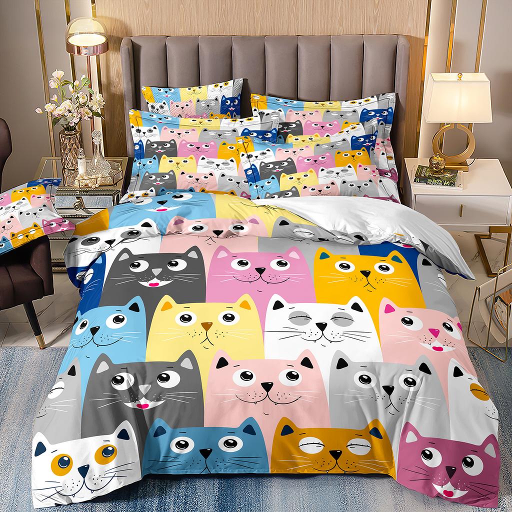 Children'S Cartoon Animal Panda Dog Toy Car Bedding 3D Digital Printing Three-Piece Set