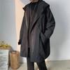 Spring Autumn Green Windbreaker Fashion Men Mid-length Casual Hooded Coat Men Daily High Street Overcoat Male Clothes