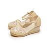 Versatile Women's Summer Wedge Sandals: One-Strap Closed-Toe, Breathable Mesh, Lace-Up High Heels with Buckle.