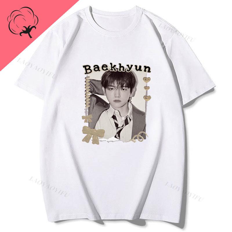 Playera Baekhyun EXO Essential Cotton T Shirt Camiseta Hombre Oneck Short Sleeve Ropa De Mujer 2000s Clothes Y2k Tees