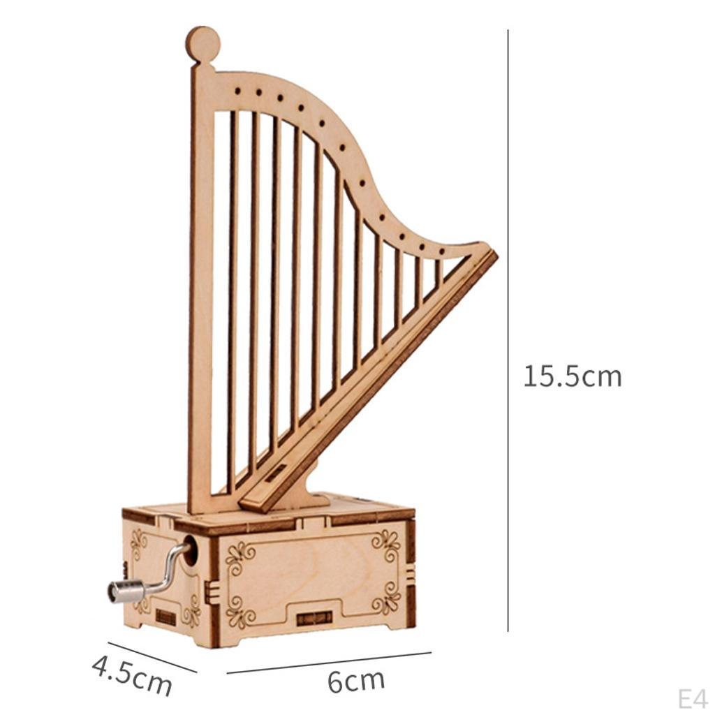 Carillon in legno a forma di arpa Regali puzzle musicali 3D fai-da-te per bambini adulti