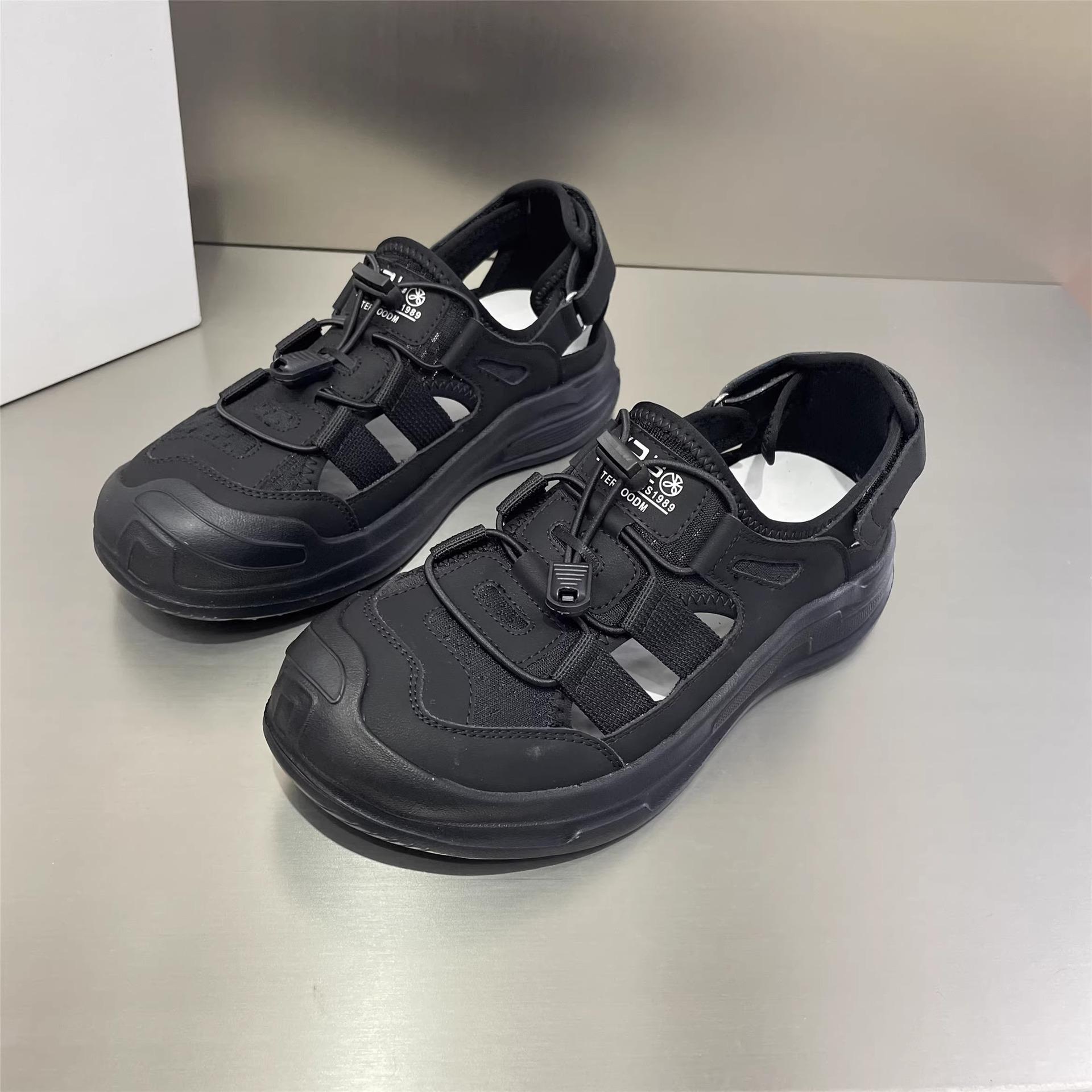 

European Station 2024 Summer Casual Breathable Sports Sandals Women s Shoes Hollow Roman Baotou Sandals Beach Shoes 40 чорний