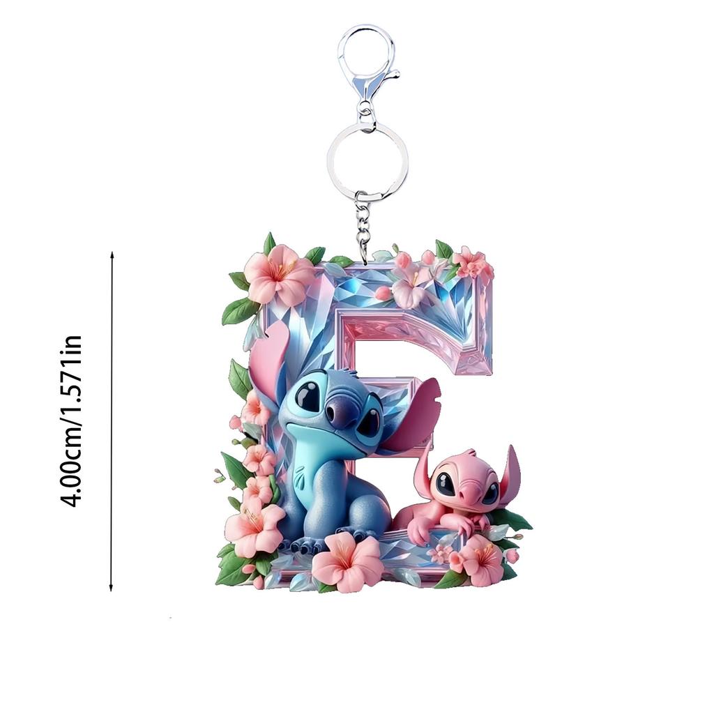 stitch acrylic cute keychain cartoon flat 2D stilt English letters ornament doll cartoon birthday gift halloween