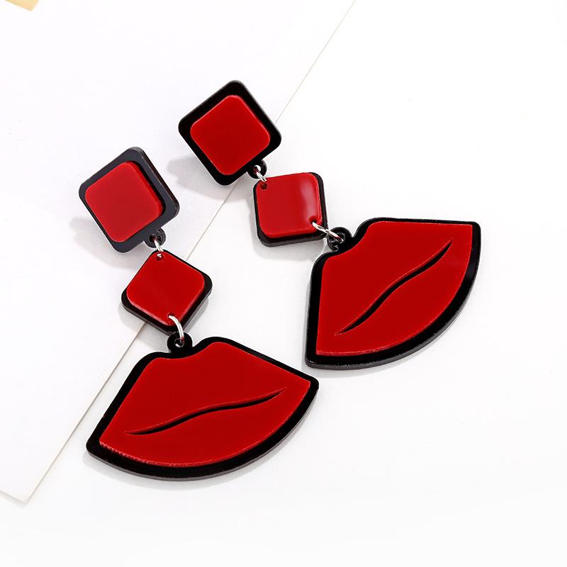 Europejskie i Amerykańskie Płomień Duże Czerwone Usta Rock Punk Jazz Super Przesadzone Moda Akrylowe Kolczyki