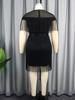 AOMEI Vestidos con flecos hasta la rodilla para mujer, cuello redondo, retazos transparentes, sin mangas, imperio, cóctel, evento, fiesta, trajes con borlas y cinturón