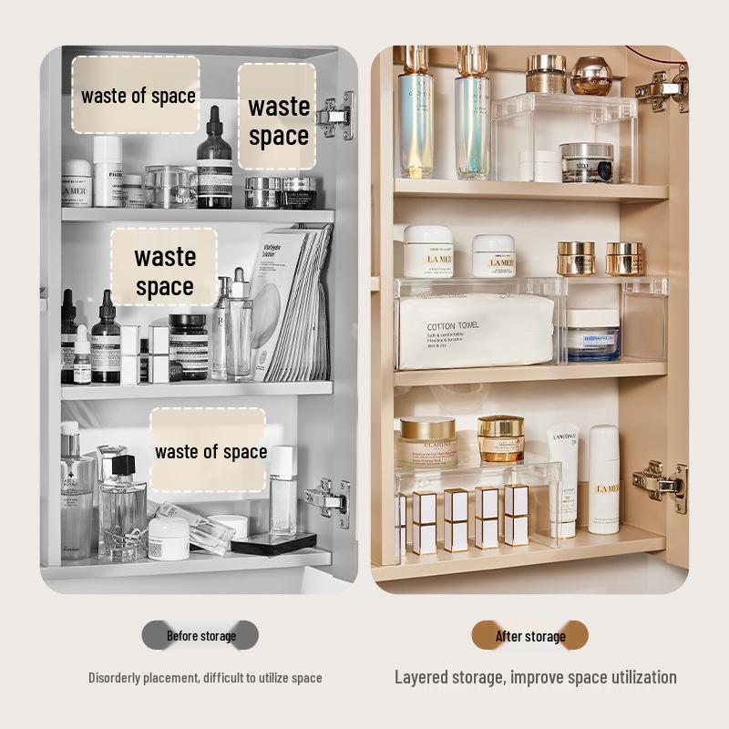 Transparent Layered Bathroom Cabinet Shelf for Skincare & Cosmetics