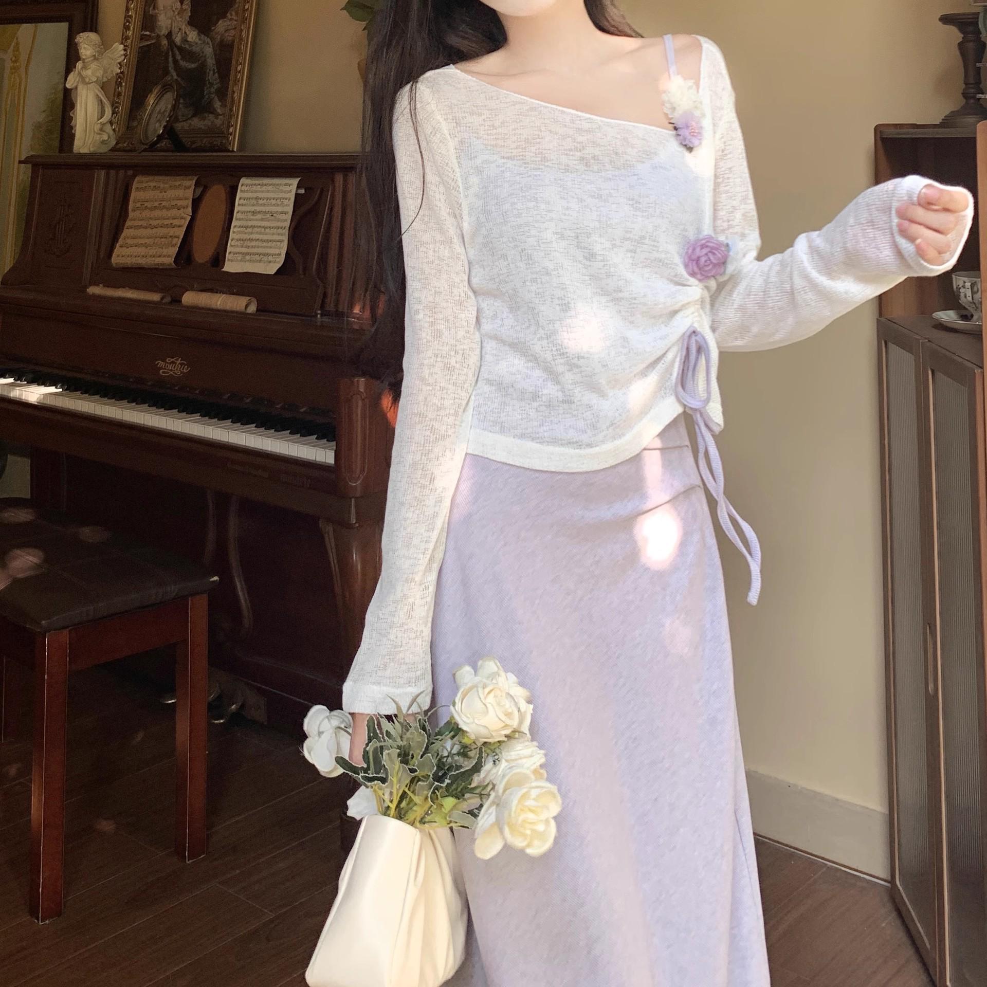 

Летний элегантный комплект из шали, футболки и платья, стройнящий фигуру, больших размеров для женщин 4XL (165-180 jin)