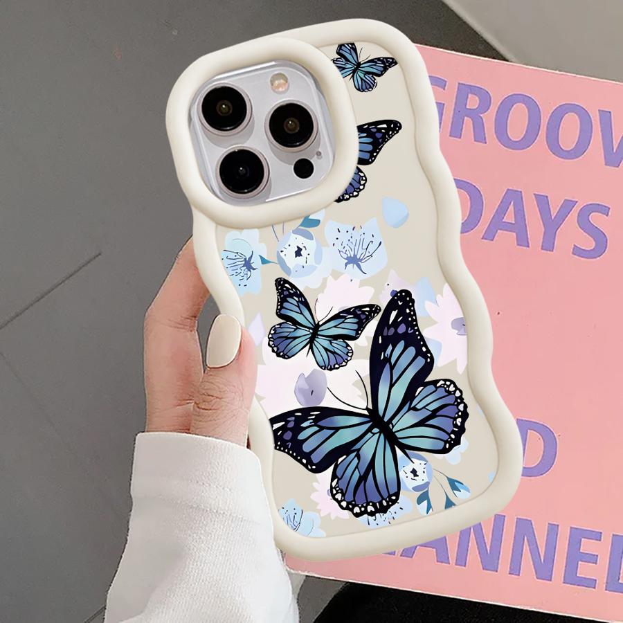 Soft Phone Cover Case for iPhone 11 13 16 Pro Max 14 17 Air XR 12 15 Plus 8 INS Retro Butterfly