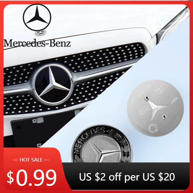 Car Sticker 57mm Car Front Hood Emblem Badge For Mercedes Benz AMG W203 W204 W210 W211 W212 W220 A0008171701 Bonnet 2 Pins Decor