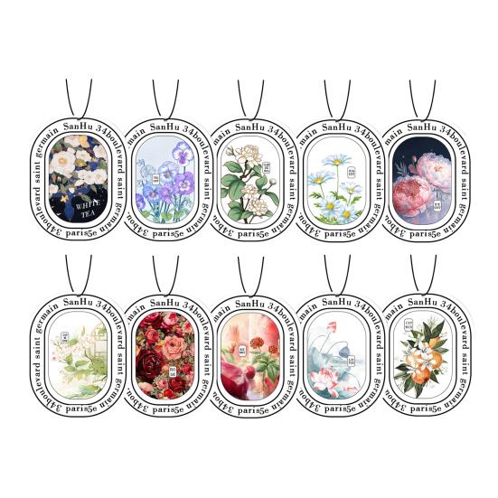 

10 шт., автомобильный освежитель воздуха, деревянные подвески, изысканный узор, экологически чистые, безопасные в использовании, автомобильные парфюмерные подвесные аксессуары с цветочным принтом 10 pcs