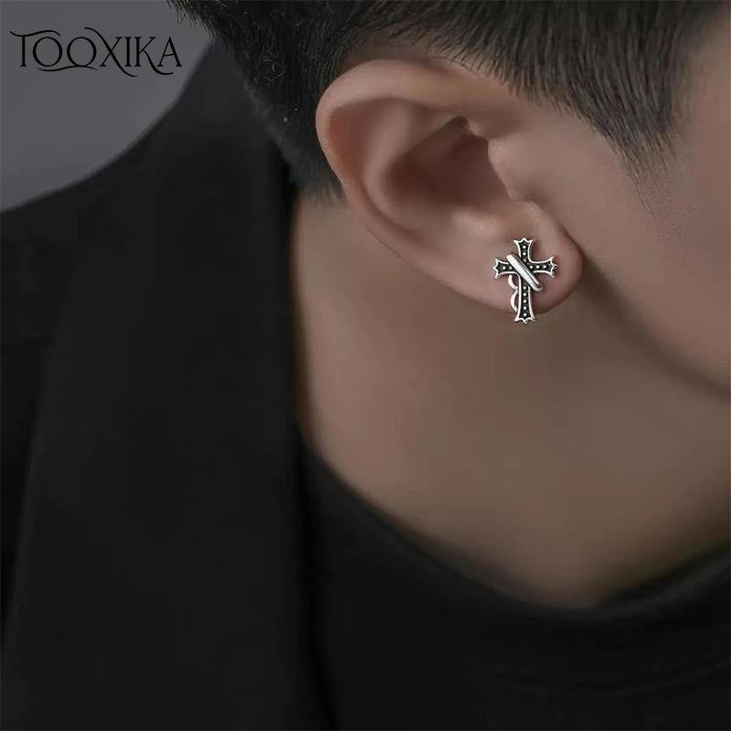

Мужские серьги-кресты в стиле ретро Tooxika, привлекательные, простые и универсальные серьги, модные мужские серьги