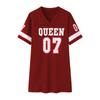 Women's V Neck Short Sleeve T Shirt Dress Loose Fit Streetwear Mini Dress With Queen 07 Letter Number Print For Casual Daily