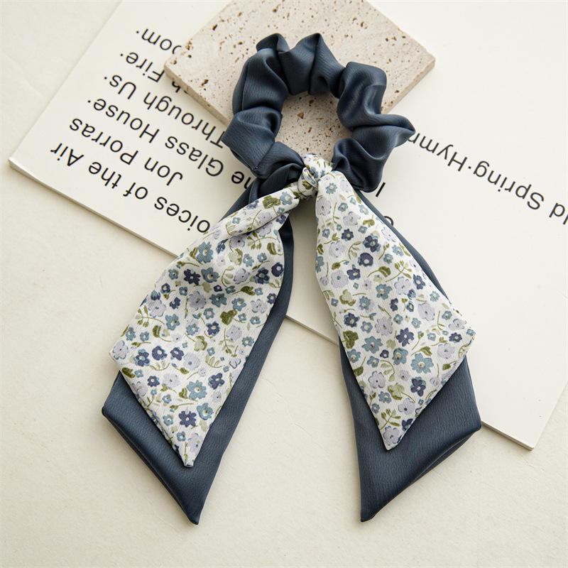 Fashion Floral Hair Bands Girls Bow Scrunchies Korean Pontail  Double-deck Scarf Hair Ties Hair Accessories Hairband Party Gift