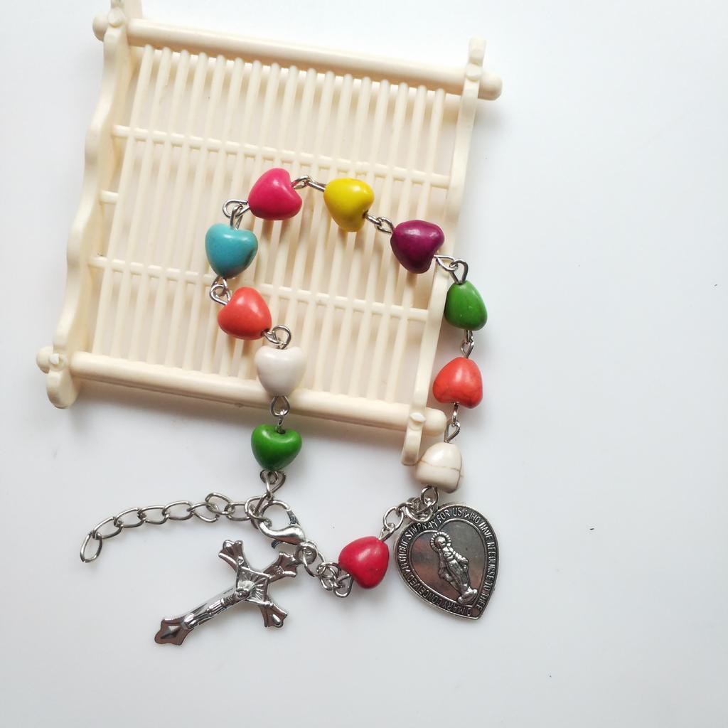 One Decade Auto Rosary Beads Bracelet Love Catholic Christ Color Rosary Gift