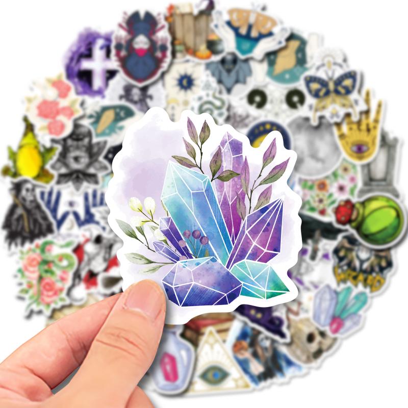10/25/50pcs Witch Magic Book Stickers Graffiti Flower Black Horror for Scrapbook Notebook Guitar Laptop Pad Phone