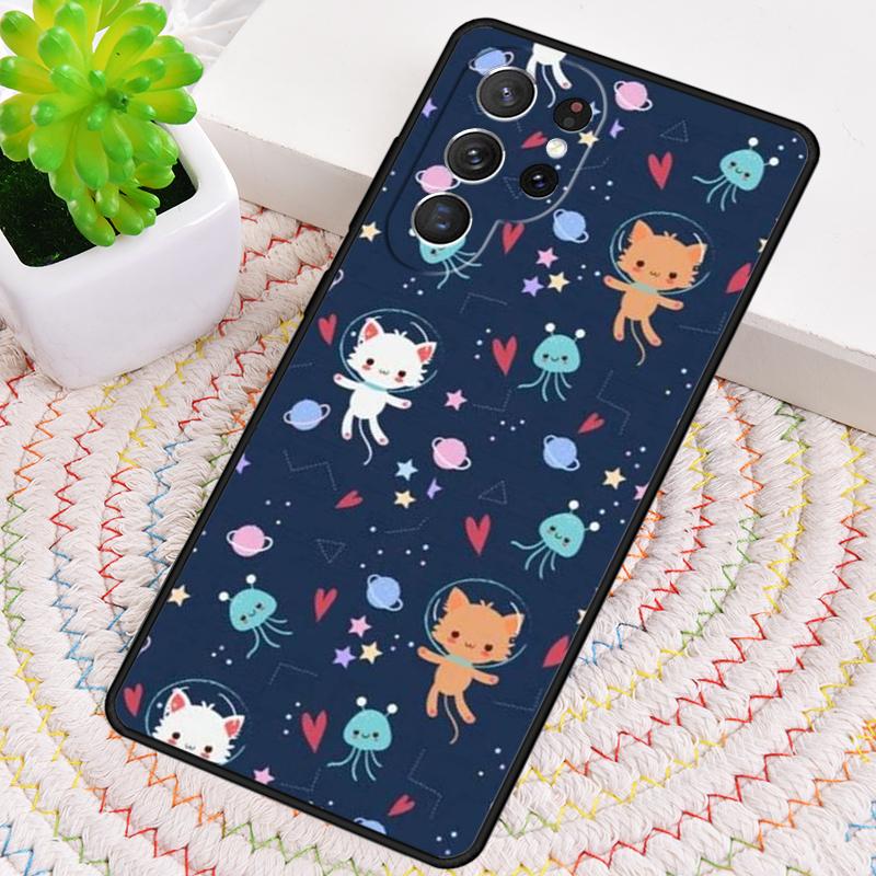 Space Happy Cats TPU Phone Case For Samsung Galaxy Note 10 Pro S26 S25 S24 S23 S22 Ultra Plus S21 FE S20 Shockproof Cover