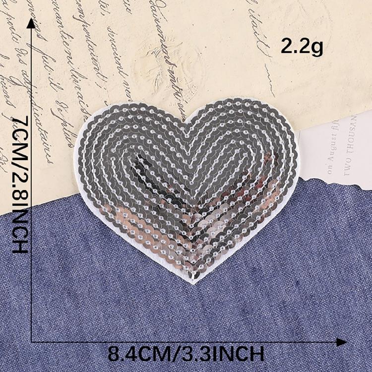 10 Pcs Embroidered Patches Heart Shape Iron on Patches Sewing on Applique Sequins Patches for Hat