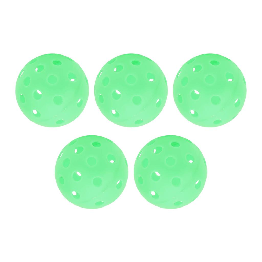 5pcs Pickleball Balls 40 Holes Luminous 74mm Sports Pickleballs for Outdoor Court Green