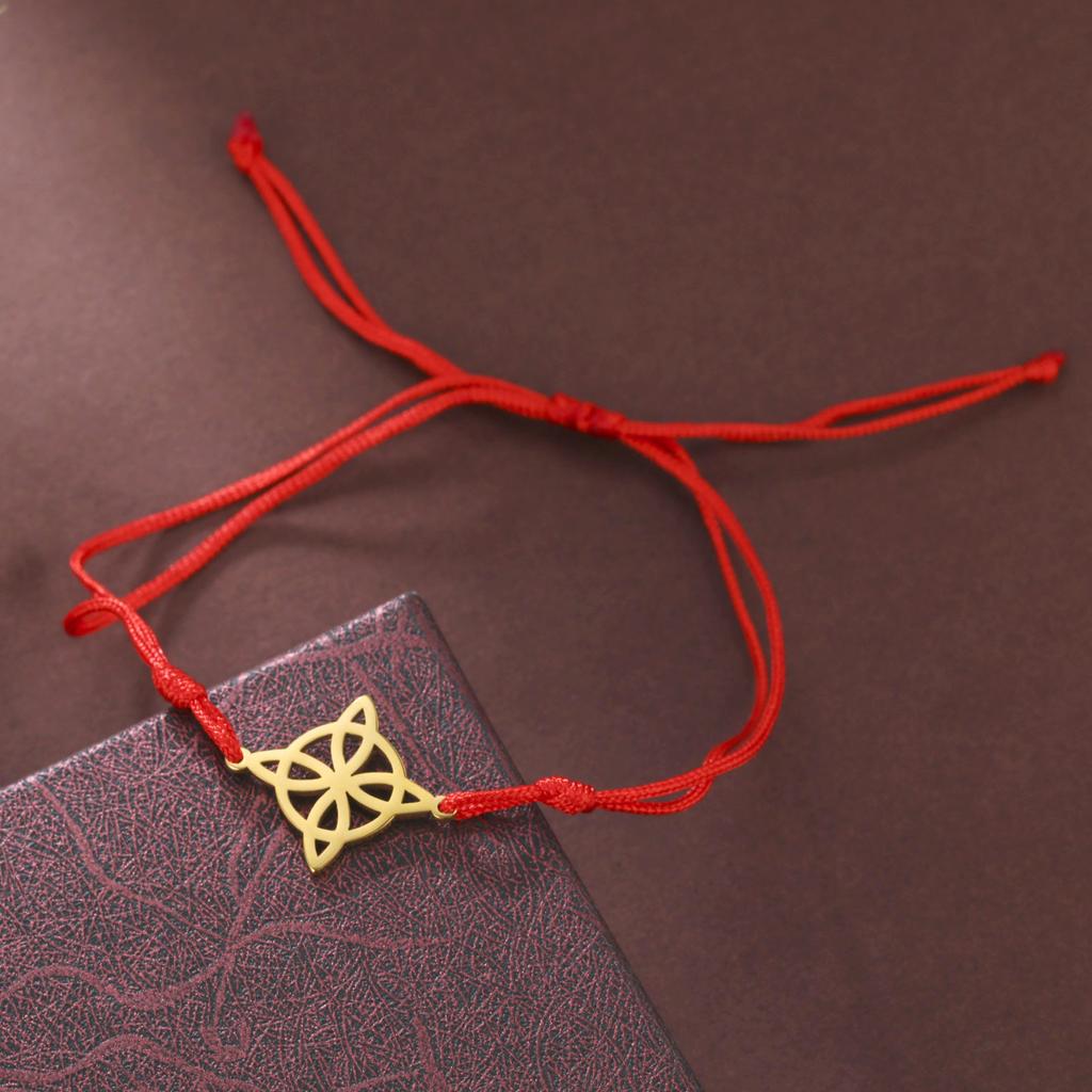 Geometric Witch Knot Charm Bracelet Women Fashion Stainless Steel Pendant Wicca Amulet Jewelry Gifts