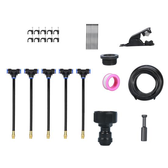 Automatic Irrigation System Irrigation Hose with 360-Degree Adjustable Nozzles Drip Irrigation System Kit with Connectors Cutter Ties for Garden