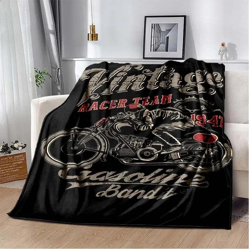 3D retro motorcycle  area Printing Blanket,Fashion Soft Cozy Living room Bedroom Sofa Bed Travel Blanket Birthday Gift