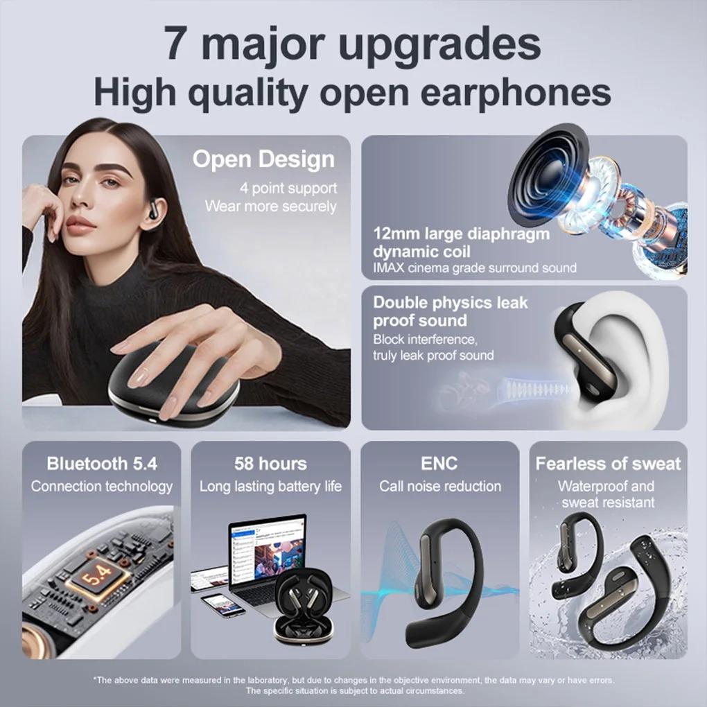 YJ55 Smart Bluetooth Headphones Open Semi-in-ear Air Conduction True Wireless Sports Long-lasting Bluetooth Headphones NEW 2025