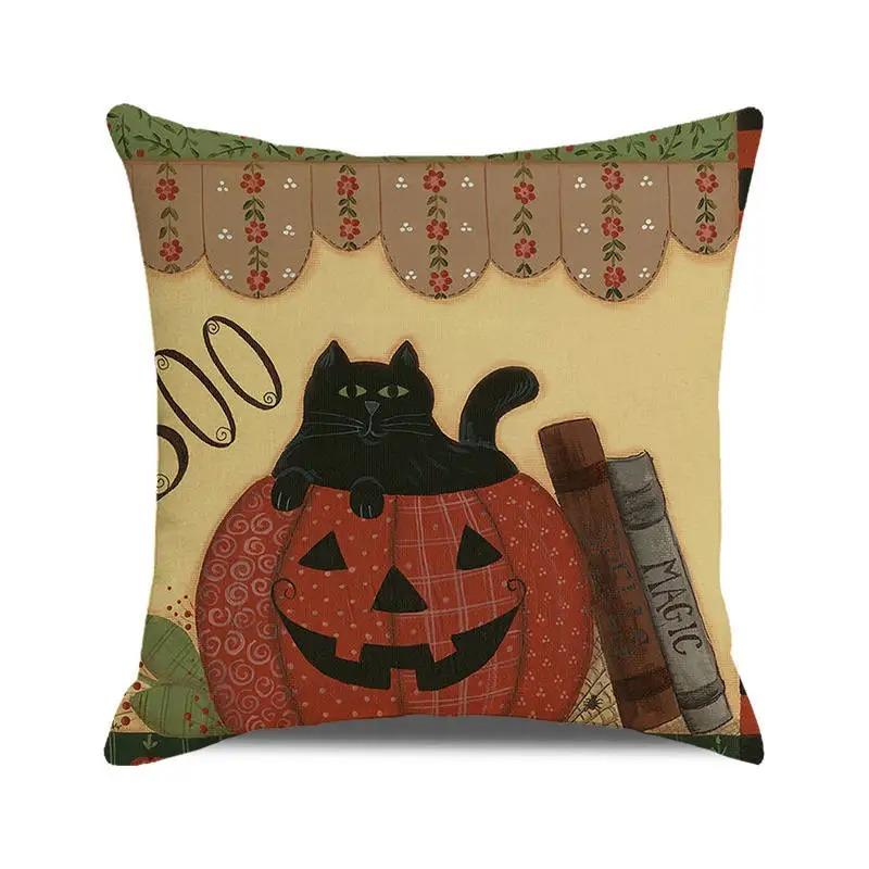 Halloween Holiday Party Decorations Pumpkin Cat Ghost Face Pillowcase Suitable for Home Living Room Sofa Room Decoration