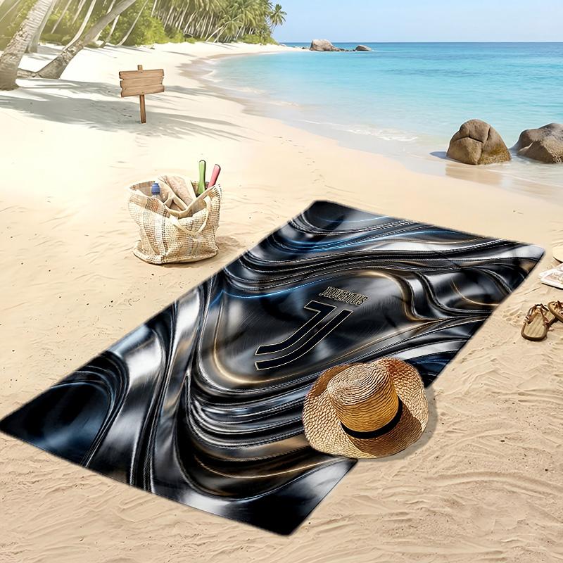 Asciugamano da Spiaggia Stampato Juventus FC Asciugamano Morbido ad Asciugatura Rapida Coperta da Spiaggia Rettangolare Grande Portatile per Viaggi Piscina